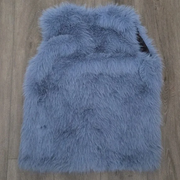 Jason Wu Soft Blue Faux Fur Vest With Floral Print Lining Woman Size S